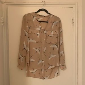Zara basic blush patterned blouse